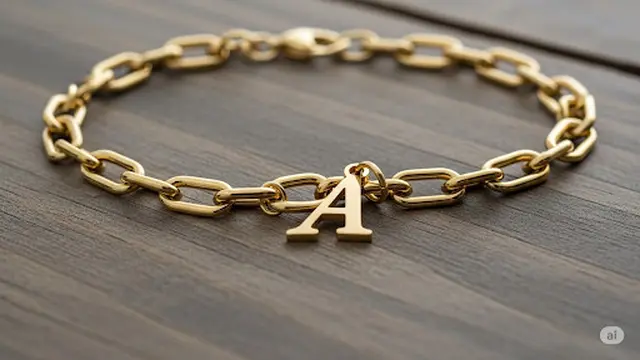 Gelang Kombinasi Paperclip Chain dengan Liontin Inisial