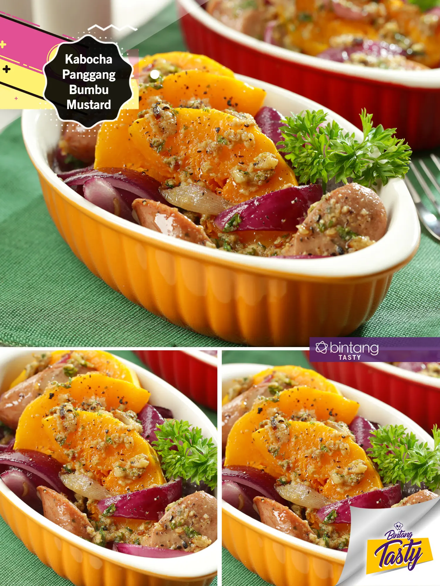 Kabocha Panggang Bumbu Mustard. (Foto: Bintang.com/Daniel Kampua, Digital Imaging: Nurman Abdul Hakim/Bintang.com, Chef: Arum Sari)