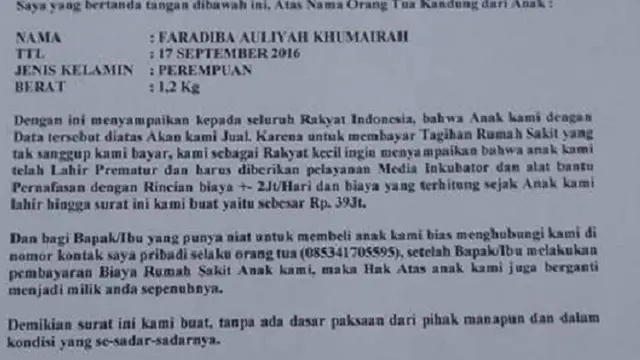 Pelajaran Penting Kasus Orangtua Jual Bayi Usia 13 Hari 