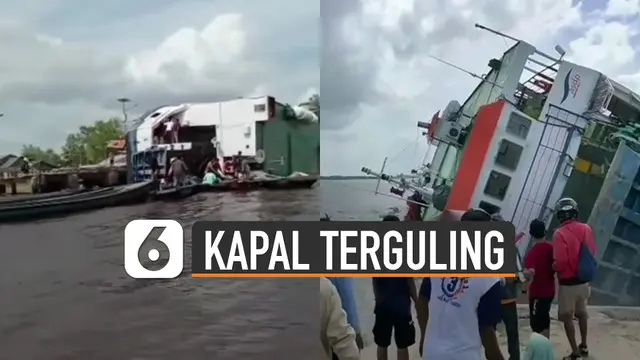 Beredar video sebuah Kapal Feri mengalami kecelakaan dan terguling di pinggir dermaga.