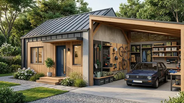 Model Rumah Kecil dengan Garasi Sekaligus Gudang