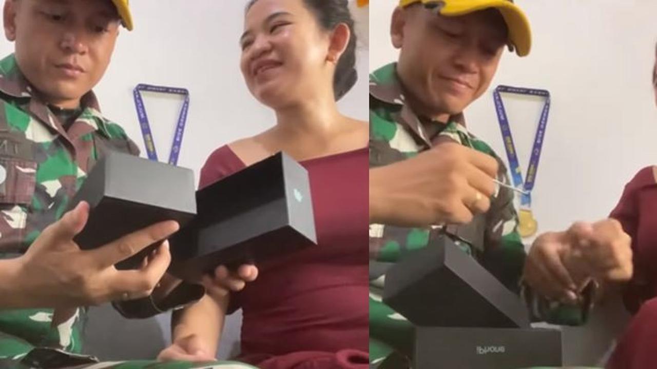 Saking Bahagianya Dapat 'Surprise' Kehamilan Istri, Prajurit TNI AD Guling-gulingan di Lapangan