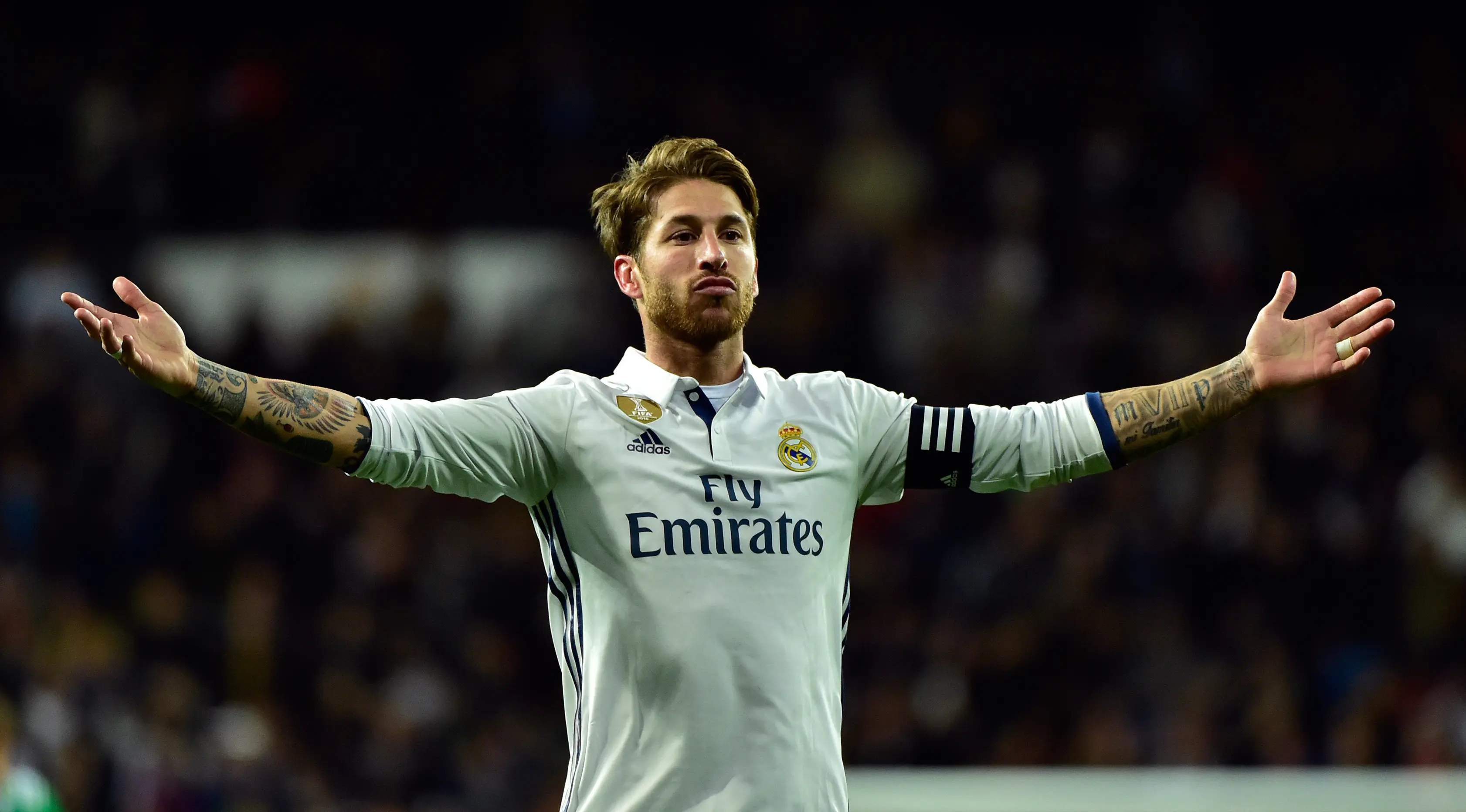 Bek sekaligus kapten Real Madrid, Sergio Ramos. (AFP Photo / Gerard Julien)
