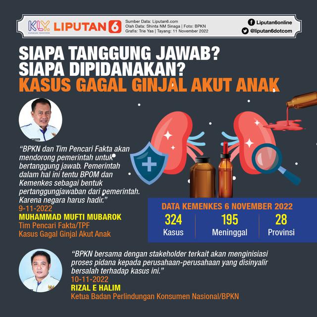 Infografis Siapa Tanggung Jawab, Siapa Dipidanakan Kasus Gagal Ginjal Akut Anak?