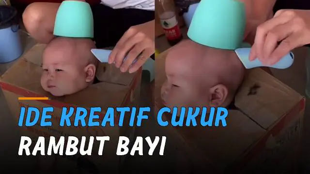 Aksi kreatif dan kocak dilakukan oleh seorang pria saat memotong rambut anaknya yang masih bayi.