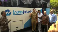 Penampakan Kopaja usah bergabung Transjakarta. (Liputan6.com/Ahmad Romadoni)
