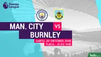 Jadwal Premier League 2018-2019 pekan ke-9, Manchester City vs Burnley. (Bola.com/Dody Iryawan)