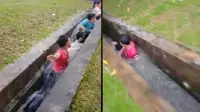 Video bocah bermain air bak di water park ini viral di media sosial. (Sumber: Facebook/Echan Al-Ikhsan)