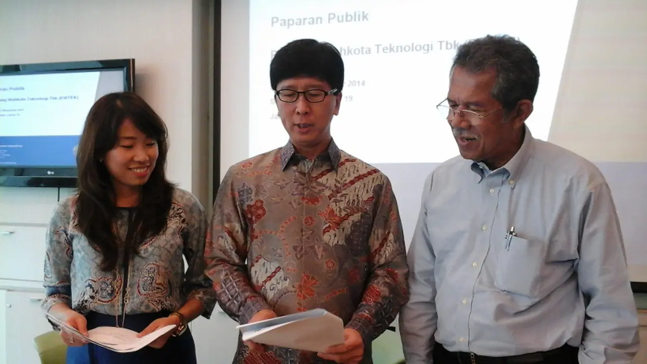 Dirut Elang Mahkota, Sutanto Hartono saat acara Paparan Publik Kinerja EMTEK di Gedung SCTV Tower, Jakarta, Kamis (27/11/2014). 