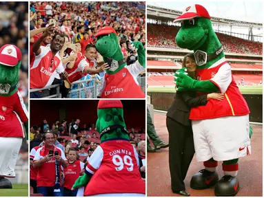 Kabar mengejutkan datang dari Liga Inggris. Klub asal London, Arsenal, resmi memecat maskot tim yang lebih sering dikenal dengan nama Gunnersaurus.