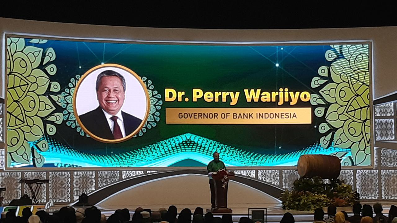 Gubernur BI, Perry Warjiyo di acara Indonesia Sharia Economic Festival (ISEF) 2019, di JCC Senayan, Jakarta, Rabu (13/11/2019).