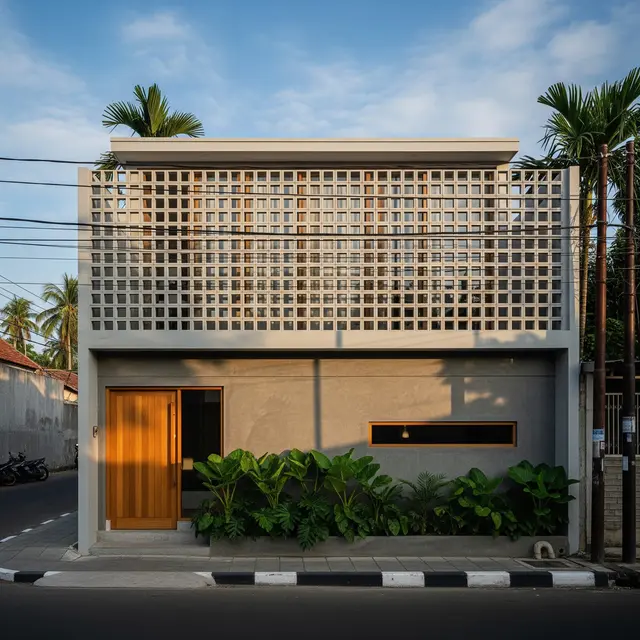 6 Desain Fasad Roster untuk Rumah yang Berhadapan Langsung dengan Jalan