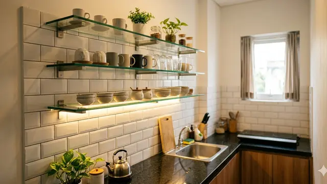 Rak Dinding Dapur yang Cocok untuk Dapur Sempit (Foto: Gemini AI)
