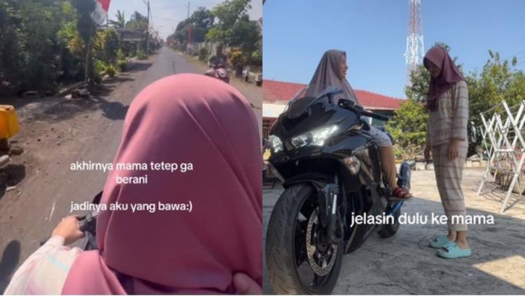 Anak Tak Ada Akhlak, Cewek Ini Bonceng Ibunya Naik Kawasaki Ninja ZX
