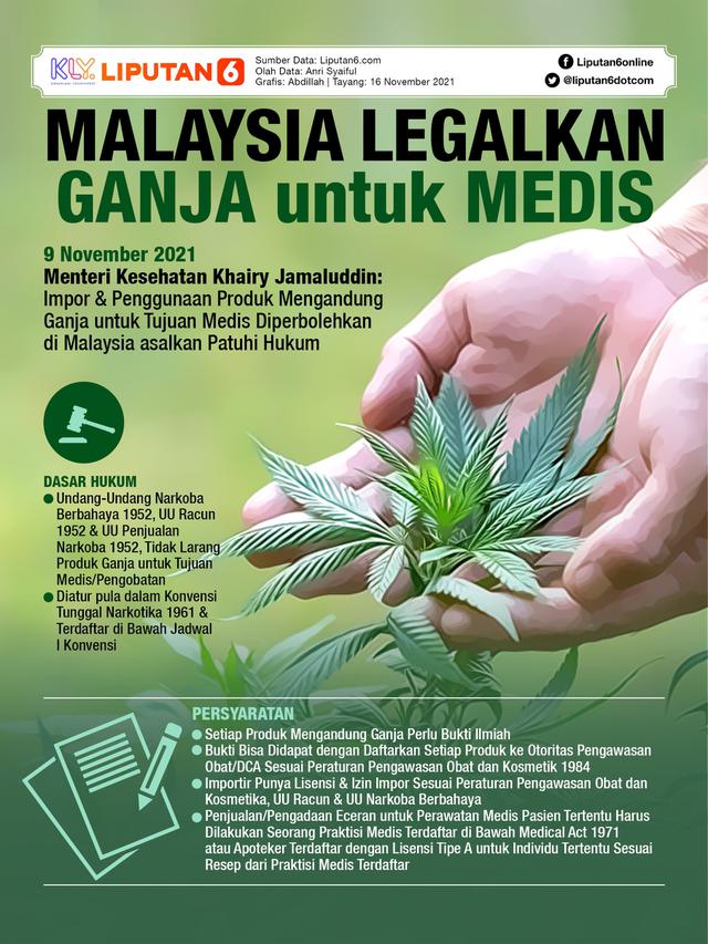 Infografis Malaysia Legalkan Ganja untuk Medis. (Liputan6.com/Abdillah)
