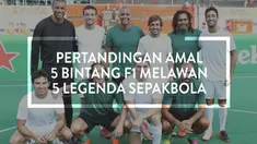 Video pertandingan sepak bola amal antara 5 bintang F1 melawan 5 legenda sepak bola dunia di Sirkuit Monza, Italia.