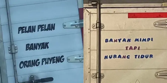 10 Potret Stiker Tulisan Lucu di Truk Box Ini Sukses Bikin Ketawa Tipis, Ada Kalimat Motivasi