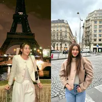 Aaliyah mengaplikasikan gaya parisian atau berpakaian ala perempuan Paris dalam momen liburannya di Paris, Pranics. [@aaliyah.massaid]