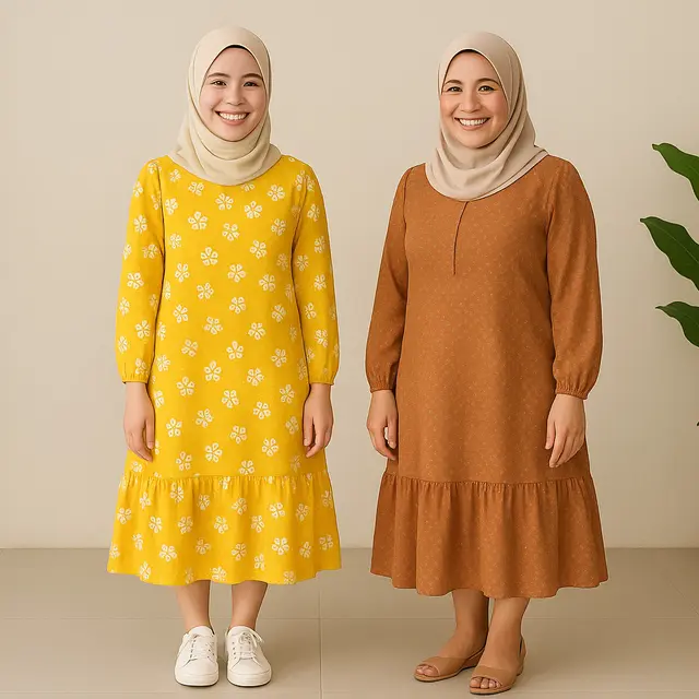 Model Gaun Potongan A-Line untuk Wanita Muda hingga 40 Tahun/via AI