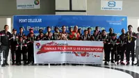 Timnas pelajar U-15 saat tiba di Tanah Air usai mengikuti turnamen IBER Cup di Portugal (dok: Kemenpora)