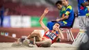 Atlet China, Xu Xiaoling saat tampil pada babak final Lompat Jauh Putri Asian Games 2018 di Stadion Utama Gelora Bung Karno, Jakarta, Senin (27/8). Xu Xiaoling berhasil meraih perunggu dengan lompatan 6,50 m. (ANTARA FOTO/INASGOC/M Agung Rajasa)