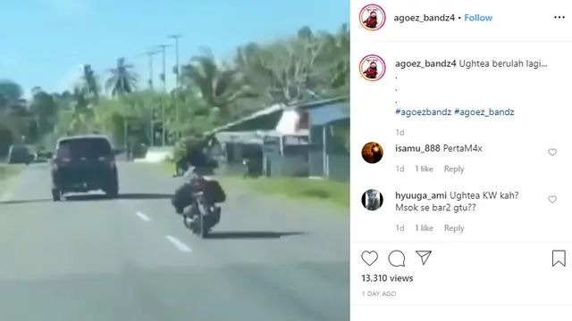 Seperti dilansir @agoez_bandz4, Senin (13/1/2020), wanita yang tak diketahui identitasnya tersebut menyita perhatian karena memiliki banyak gaya saat berkendara di jalan raya.