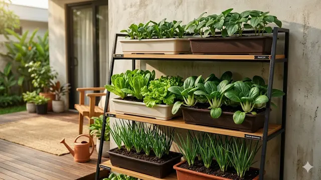 Kombinasi Sayur Cepat Panen untuk Satu Rak