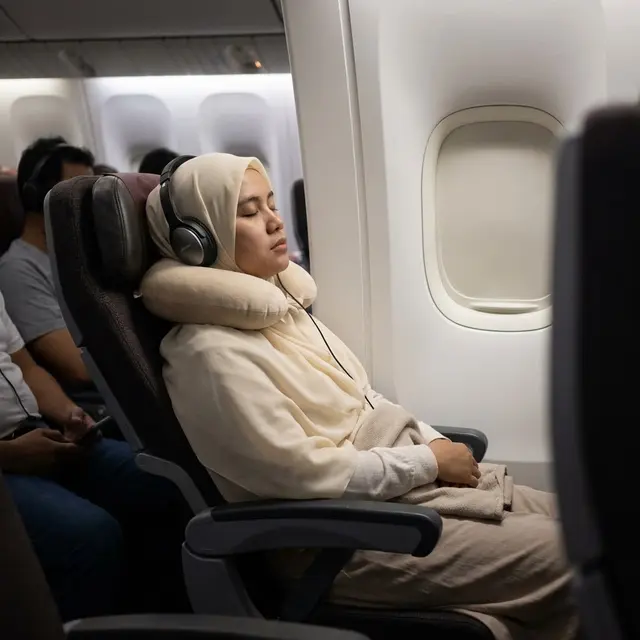 Ilustrasi Tidur di Pesawat