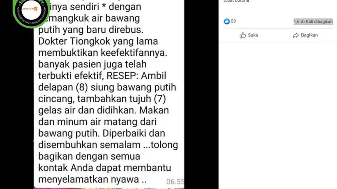 Gambar Tangkapan Layar Pesan Berantai di Aplikasi WhatsApp
