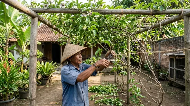 Pemangkasan Rutin Tanaman Rambatan Markisa