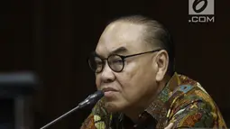 Terdakwa Johannes Budisutrisno Kotjo menjalani sidang lanjutan kasus PLTU Riau-1 di Pengadilan Tipikor Jakarta, Kamis (11/10). Hari ini terdakwa Johannes Budisutrisno Kotjo menjalani persidangan pemeriksaan saksi. (Liputan6.com/Herman Zakharia)