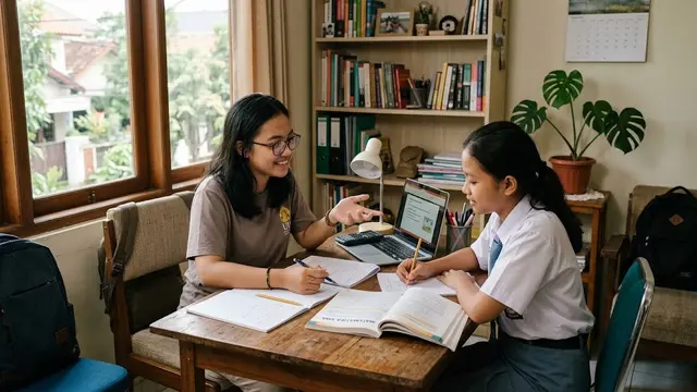 Ilustrasi Les Privat atau Tutor Online/AI Generated