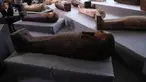 Sejumlah peti mati kayu kuno berwana-warni terlihat di situs penemuannya di Provinsi Giza, Mesir, pada 14 November 2020. Kementerian Pariwisata dan Kepurbakalaan Mesir pada Sabtu (14/11) memamerkan 100 peti mati kuno yang baru ditemukan di Provinsi Giza dekat ibu kota Kairo. (Xinhua/Ahmed Gomaa)