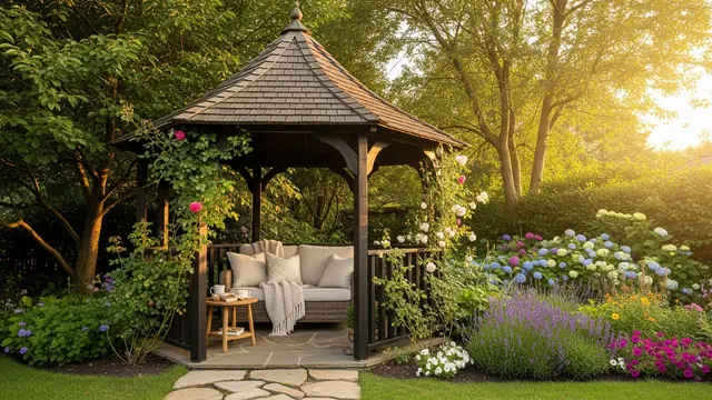 Model Saung Kecil di Kebun untuk Tempat Bersantai Sore Hari/Foto: AI Generated