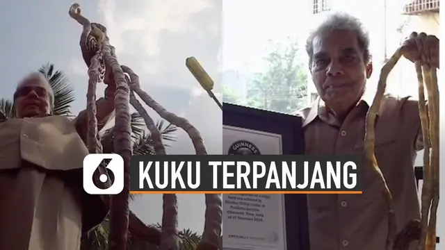 Pria ini memiliki panjang kuku 909,6 cm di tangan kiri.