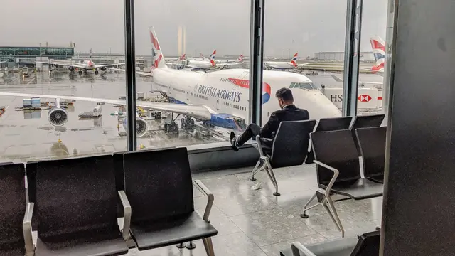 Ilustrasi perjalanan bisnis, bandara, airport
