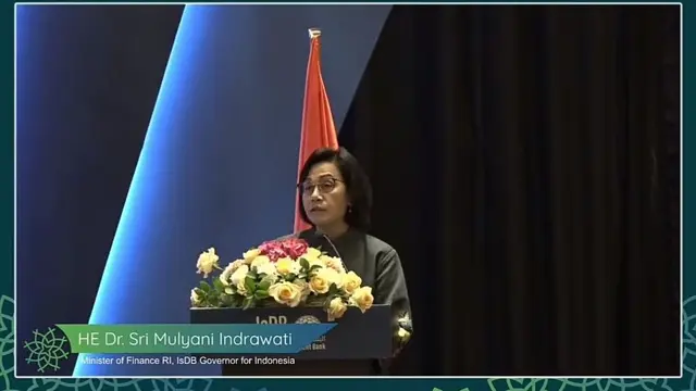 Menteri Keuangan Sri Mulyani Indrawati dalam Launching of the 2022-2025 IsDB Group’s Member Country Partnership Strategy (MCPS) for Indonesia, Selasa (19/7/2022).
