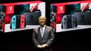 Tatsumi Kimishima selaku President Nintendo membuka Nintendo Presentation 2017 yang diadakan di Tokyo, Jumat (13/1). Nintendo Switch adalah konsol game baru buatan Nintendo dengan form factor baru pula. (AP Photo/ Koji Sasahara)
