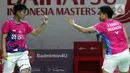 Pebulu tangkis ganda putri Indonesia, Apriyani Rahayu/Siti Fadia Silva Ramadhanti saat bertanding melawan Lee So Hee/Shin Seung Chan (Korea) pada Perempat Final Indonesia Masters 2022 di Istora Senayan, Jakarta, Jumat (10/6/2022). Apriyani/Siti Fadia unggul dan melaju ke babak berikutnya. (Liputan6.com/Helmi Fithriansyah)