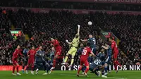 Liverpool hanya mampu bermain imbang 0-0 kala menjamu Arsenal dalam partai leg pertama semifinal Carabao Cup 2021/22 yang digelar di Anfield, Jumat (14/1/2022) dini hari WIB. (AFP/Paul Ellis)