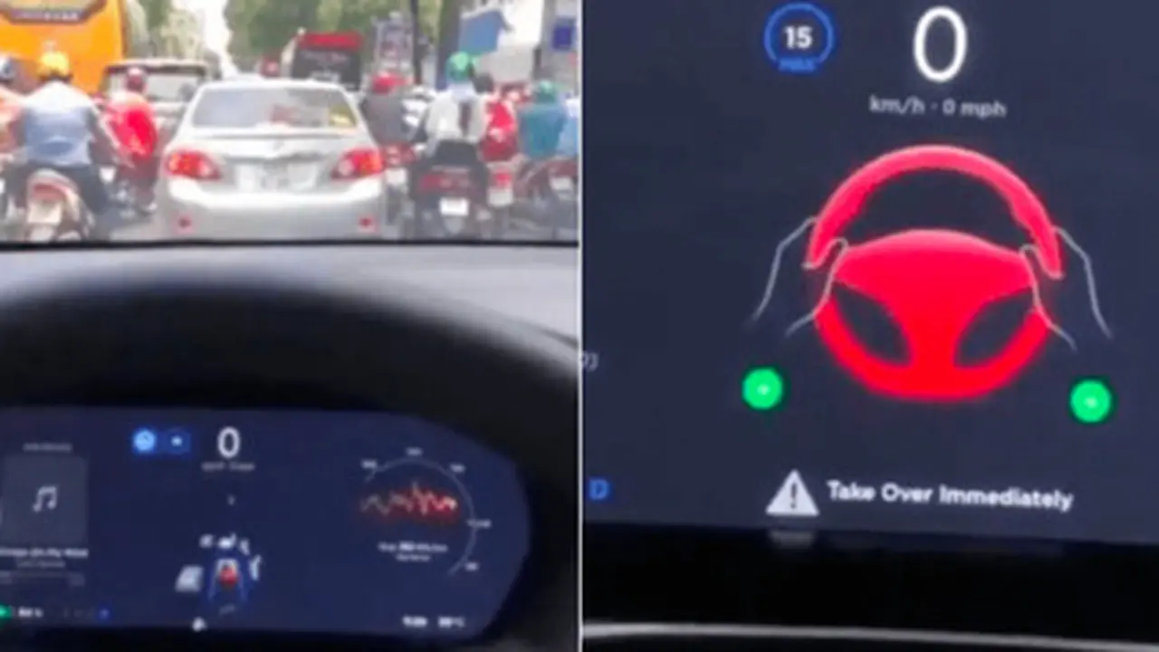 Sistem Autopilot Tesla Menyerah Hadapi Kemacetan. (Twitter)