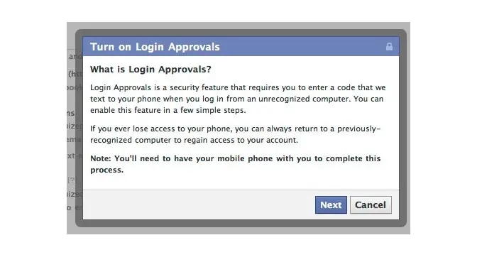 Fitur keamanan Facebook, Login Approvals (Sumber: Facebook)