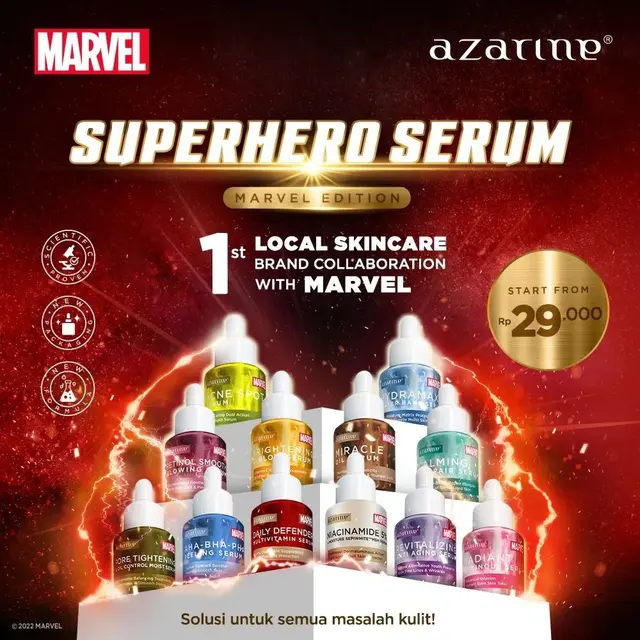 Azarine Cosmetic X Disney Marvel, Kolaborasi Multiverse Epik Hadirkan 12 Super Serum untuk Berbagai Kebutuhan Kulit
