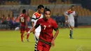 Selebrasi Zulham Manik Zamrun usai menjebol gawang Timor Leste di Stadion GBK Jakarta, Selasa (11/11/2014). (Liputan6.com/Helmi Fithriansyah)