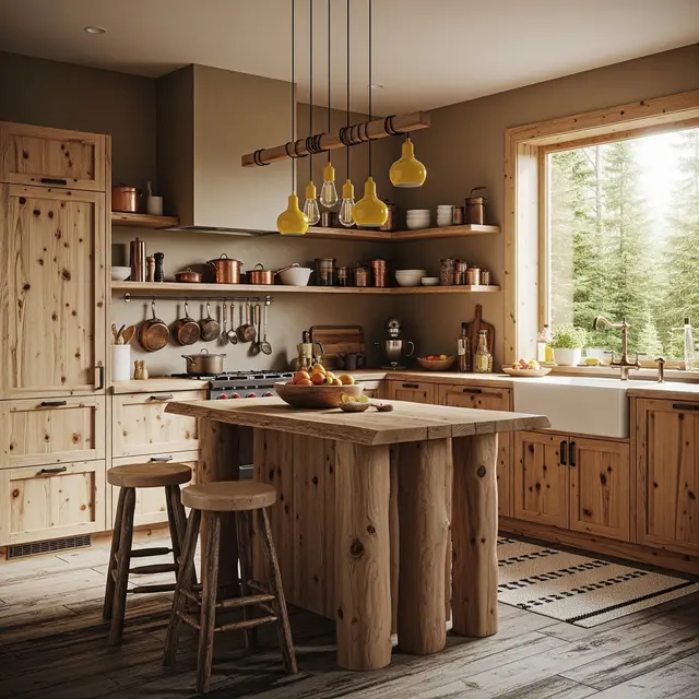 Desain Dapur Rumah Kayu dengan Nuansa Alami Hangat