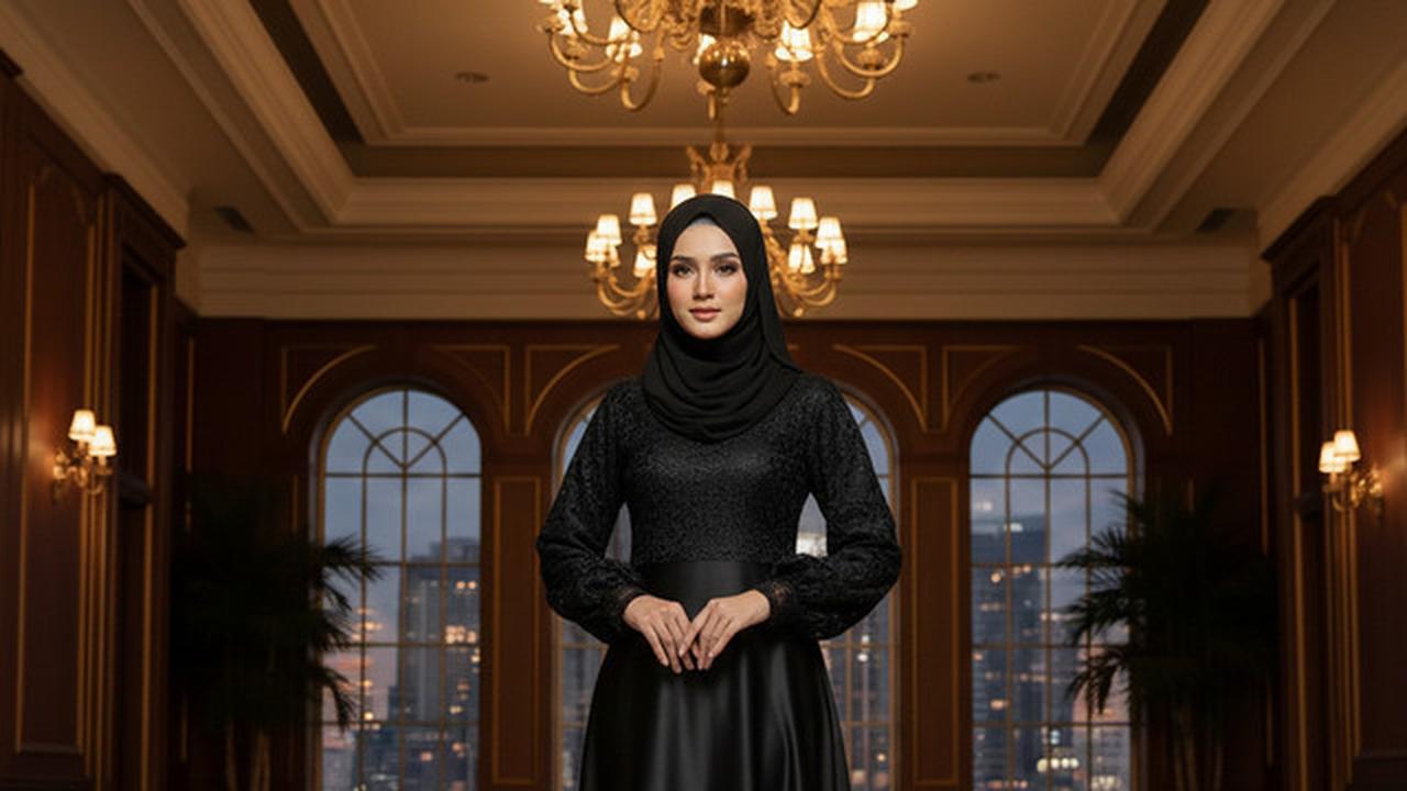 8 Model Gamis Hitam Syar'i dengan Kombinasi Lace 2025, Menawan untuk Acara Formal