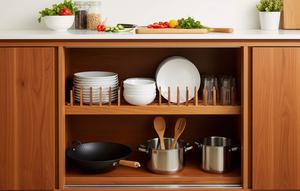 Model Rak Piring dari Kayu Estetik. Foto: Gemini