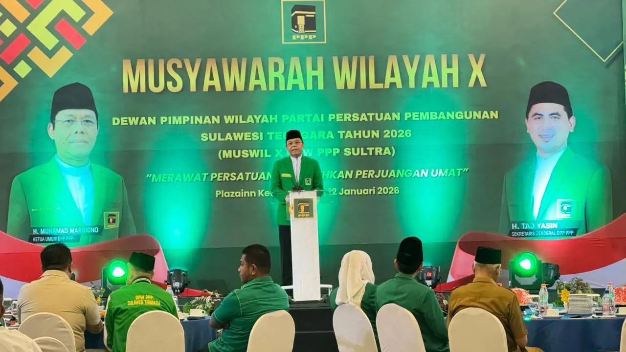 Ketua Umum DPP Partai Persatuan Pembangunan (PPP) Muhamad Mardiono membuka Musyawarah Wilayah (Muswil) DPW PPP Sulawesi Tenggara (Istimewa)