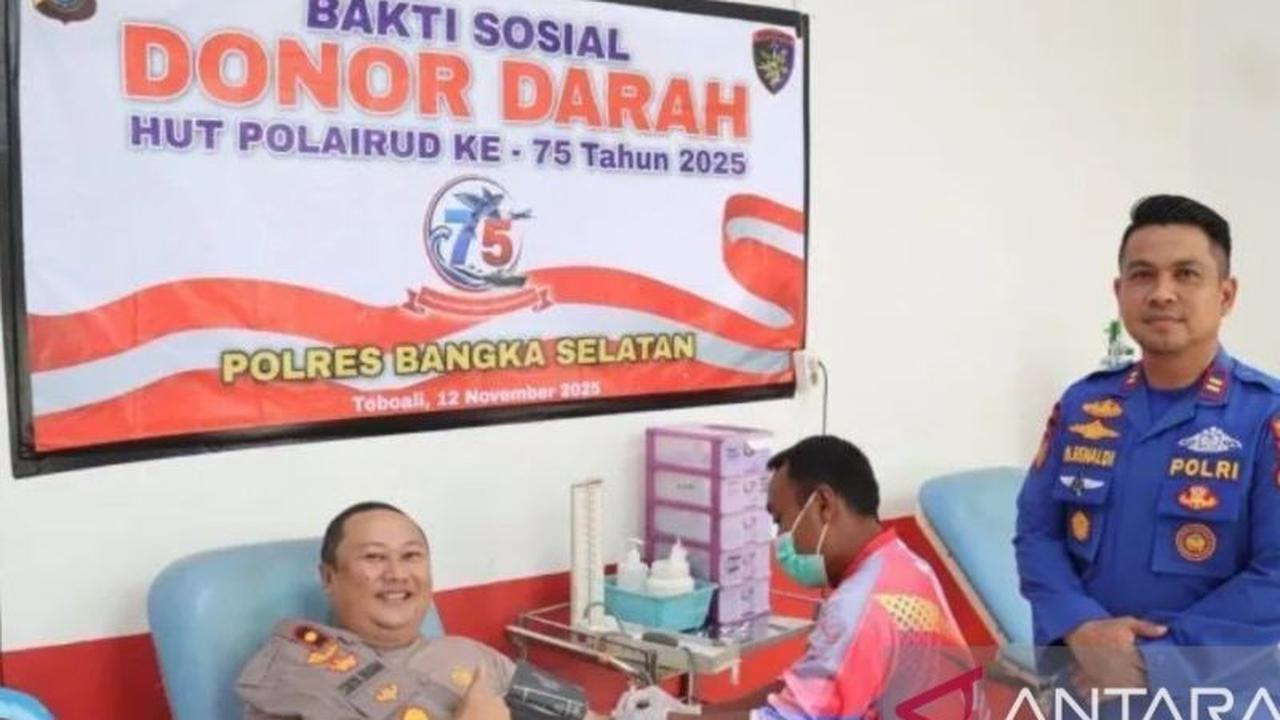 Peduli Kemanusiaan, Polairud Bangka Selatan Gelar Donor Darah Bantu Stok PMI Setempat
