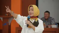 Martanti berkampanye pentingnya pemulihan UMKM pascapandemi. (Liputan6.com/ Hendro Ary Wibowo)